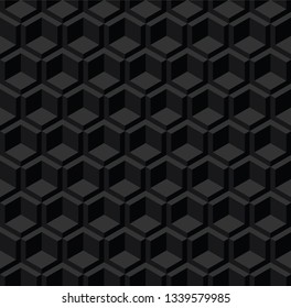 Black absrtact seamless geometric block texture on hexagon shape pattern, Vector illustration