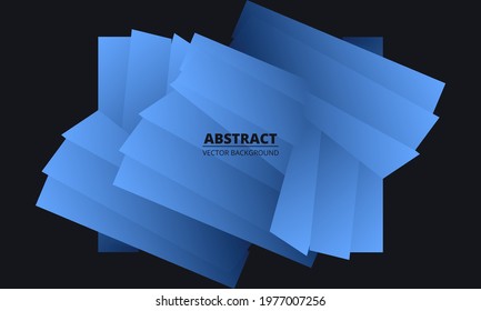 Black abstract 3d background with blue geometric shapes. Black and blue abstract background with paper lines. Vector illustration EPS 10.
