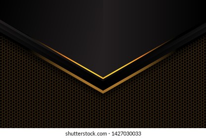 Black abstract 3d background with a combination light line gold and pattern. Paper structure black geometric render for luxury technology cover