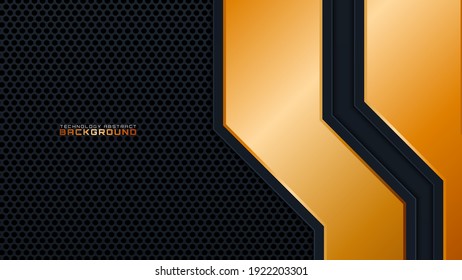 Black abstract 3d background with a combination with line gold. Luxury concept for text, background design, cover, banner, advertising