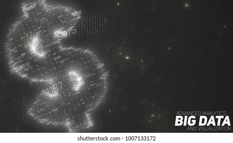 Black Abstract 3D Big Data Visualization With Dollar Symbol. Intricate Financial Data Threads Analysis. Business Analytics Representation. Futuristic Infographics Aesthetic Design. Finance Concept