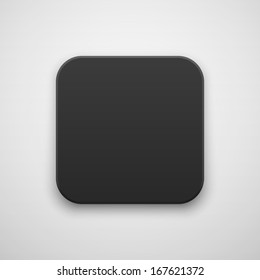 Black abstract app icon, blank button template with realistic shadow and light background for web sites, user interfaces (UI), applications (app) and business presentations. Vector illustration.