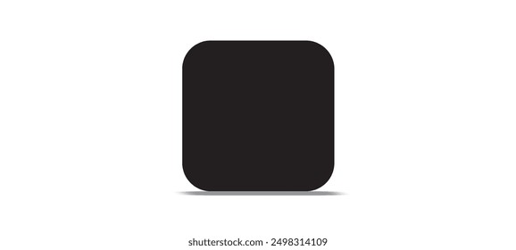 Black abstract app icon, blank button template with realistic shadow and transparent background.Vector illustration.