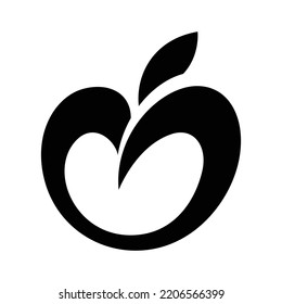 Black Abstract Apple Icon Isolated On A White Background