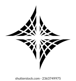 Black Abstract Arc Shaped Spider Web Icon on a White Background