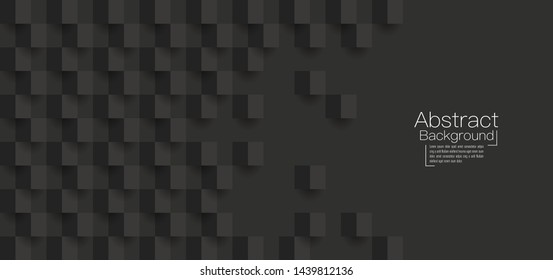 Black abstract architecture background with copy space. 3D paper art style background can be used in cover design, book design, brochure, flyer, poster, cd cover, website or advertising.