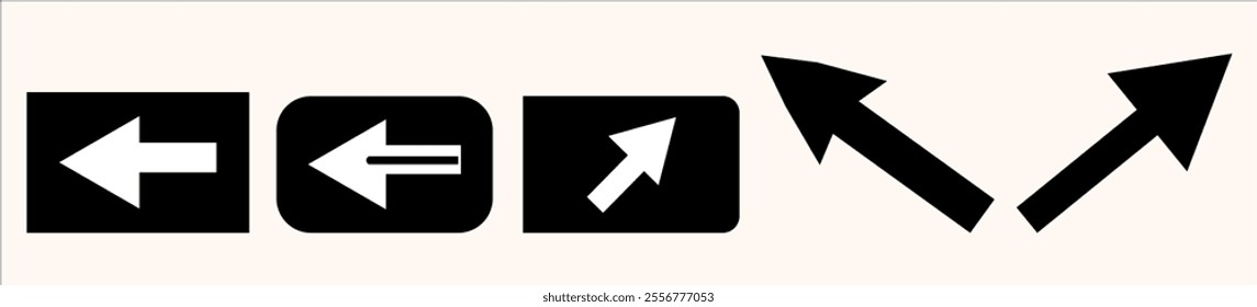 Black Abstract Arrow Icon Set for Modern Web, Navigation, and Graphic Design Projects