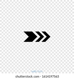 Black abstract arrow rotated to the right. Vector graphics