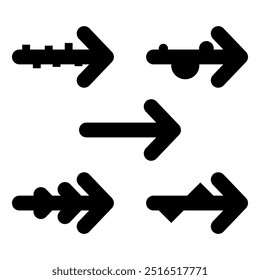 Black abstract arrows set, vector illustration.