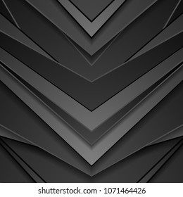 Black abstract arrows technology background. Vector design