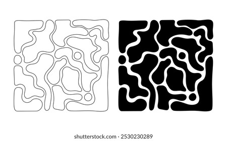 Diseño de arte abstracto negro. Formas orgánicas audaces. Patrón decorativo fluido. Ilustración vectorial de abstracción minimalista.
