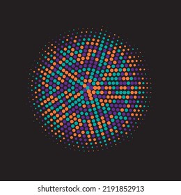 Schwarz Abstrakter Hintergrund. Farbiger Halftonhintergrund. Vektor Grunge. Texturform. Dot Dots. Farbverlauf-Hintergrund. Effect Shape. Illustration Gradient Halbzeit.