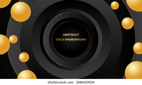 Abstrakter schwarzer Hintergrund, 3D-goldener Hintergrund mit goldenen Formen und bearbeitbarem Element