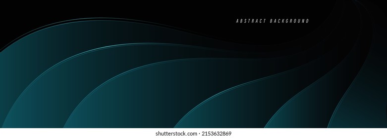 Black abstract background with blue gradient wave overlap layers. Modern dynamic wave element. Simple banner template design. Suit for banner, poster, cover, flyer, brochure. Vector illustration