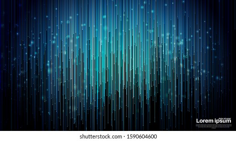 Black abstract background. blue line straight with dot .Vector Illustration For Wallpaper, Banner, Background, Card, landing page , etc