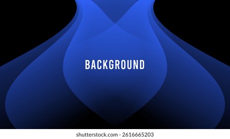 Black abstract background with blue overlay texture and gradient shades, shell shape