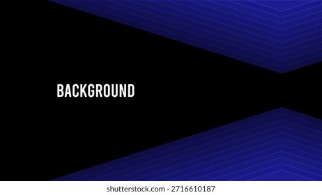 Black abstract background with blue overlay triangular pattern, symmetrical frame	