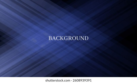 Black abstract background with blue square and triangular pattern, modern geometric texture, diagonal rays and angles	