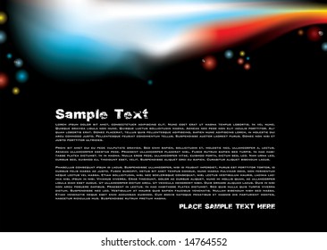 Black abstract background with blurred concert lights and copy space