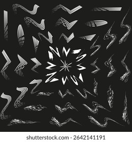 Black abstract background. Chaotic triangle layout. Vector shape explosion. Dark pattern icon.