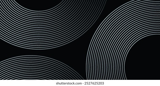 Black abstract background with circle lines simple