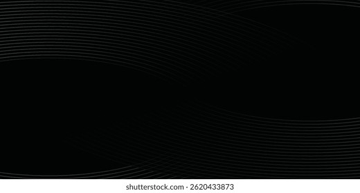 Fondo abstracto negro con líneas circulares. Anillos degradados negros y grises modernos. Conveniente para el Anuncio, cubierta, cartel, Sitio web, presentación, folleto, volante, cabecera