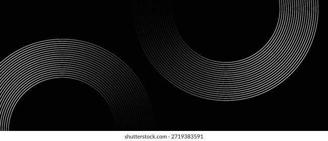 Fondo abstracto negro con líneas circulares. Anillos degradados negros y grises modernos. Conveniente para el Anuncio, cubierta, cartel, Sitio web, presentación, folleto, volante, cabecera