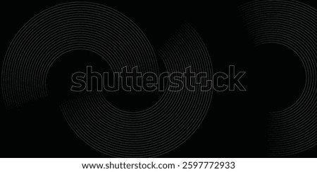 Black abstract background with circle lines. Modern black gray gradient rings. Suitable for banner, cover, poster, website, presentation, brochure, flyer, header
