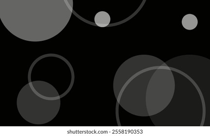 Black abstract background with circle motif and white dots