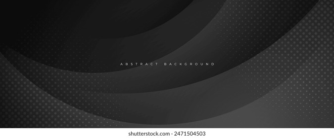black abstract background with circular lines and halftone