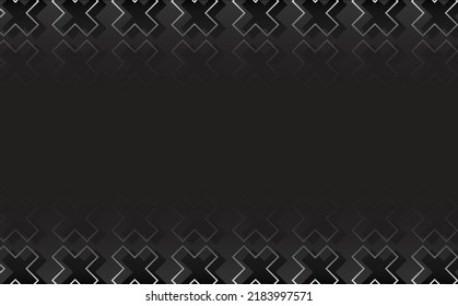 Black abstract background with copyspace and outline letter x pattern as a frame. Suitable for banner, backdrop, text placeholder, invitation, card, and cover.