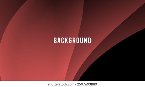 Black abstract background with coral red overlay pattern and gradient shades, folds shape, light veil	