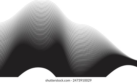 Fondo abstracto negro con la línea de la curva para el fondo o la presentación