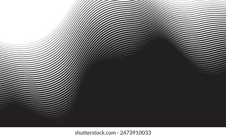 Black abstract background with curve line for backdrop or presentation