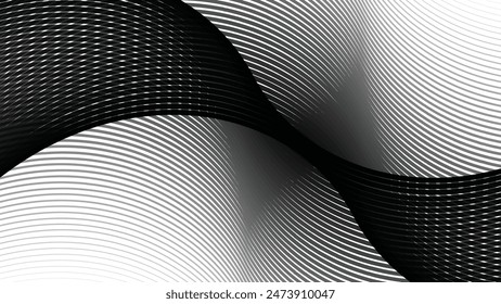 Black abstract background with curve line for backdrop or presentation