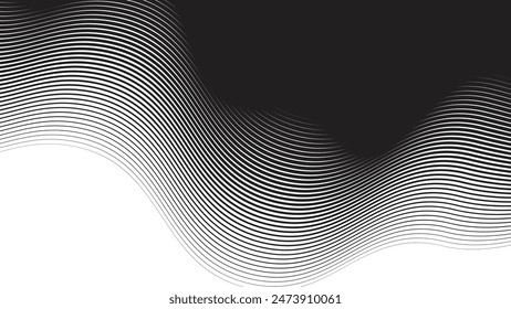 Black abstract background with curve line for backdrop or presentation