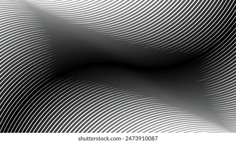 Black abstract background with curve line for backdrop or presentation