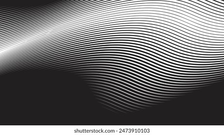 Black abstract background with curve line for backdrop or presentation