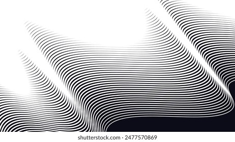 Black abstract background with curve line for backdrop or presentation