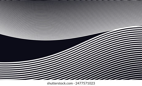 Black abstract background with curve line for backdrop or presentation