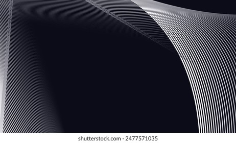 Black abstract background with curve line for backdrop or presentation
