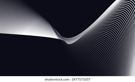 Black abstract background with curve line for backdrop or presentation