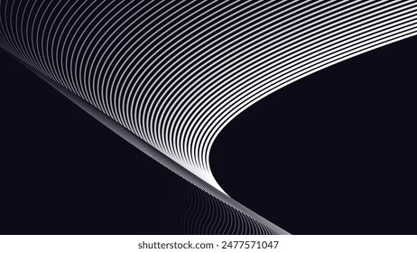 Fondo abstracto negro con la línea de la curva para el fondo o la presentación