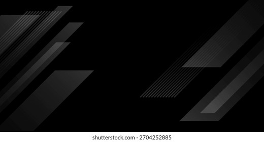 Fundo abstrato preto. fundo preto escuro. Elementos de forma diagonal escura elegante. Design gráfico moderno de gradiente cinza de luxo.