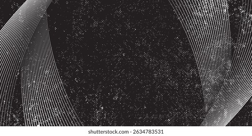 Black abstract background with dark gray curve lines design. Modern simple stripes lines concept. Dark wavy graphic design element with space for your text. Suit for cover, poster, banner, brochure.