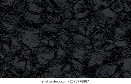 Black abstract background. Dark rock texture. Black stone background with copy space for design. Web banner. Wide. Stone granite dark color vector textures. Illustration.