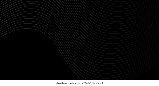 Gradiente de diseño de fondo abstracto negro. Moderno patrón de línea ondulada en colores monocromos. Sencillo