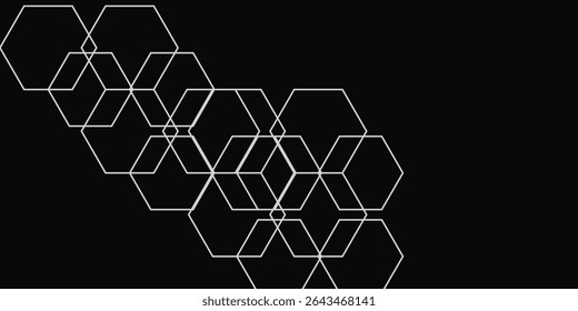 Hexágono de diseño de fondo abstracto negro. Textura de la raya de Premium para el telón de fondo del negocio del Anuncio. Plantilla de Vector Horizontal oscuro moderno