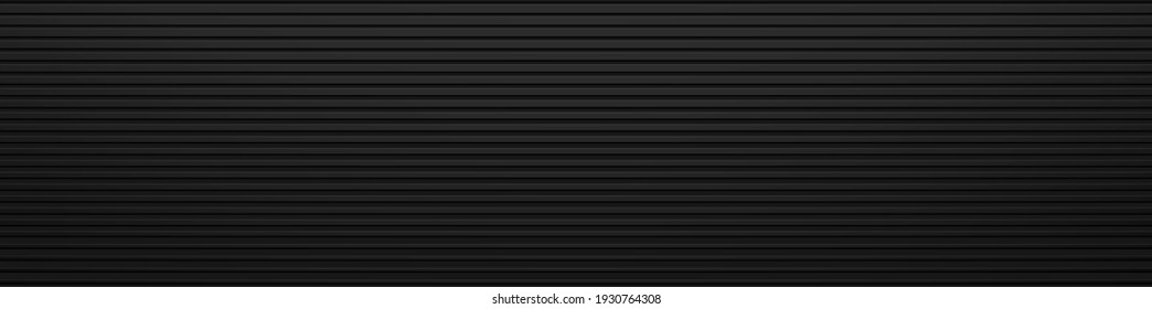 Black abstract background design. Modern horizontal line pattern in monochrome colors. Premium stripe texture for banner, business backdrop. Dark vector template