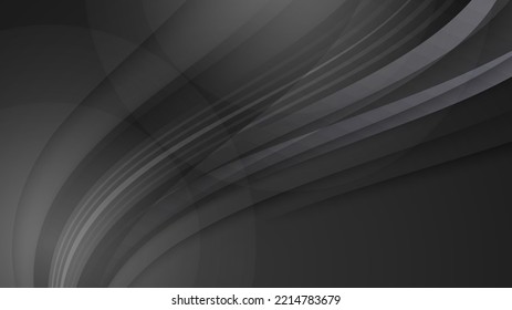 Diseño de fondo abstracto negro. Patrón moderno de línea ondulada (curvas guilloches) en colores monocromos. Textura de banda premium para banner, fondo de negocio. Plantilla de vector horizontal oscuro